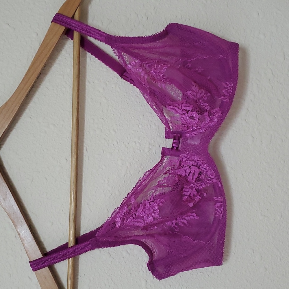 WACOAL LACE BRA, PURPLE, UNDERWIRE, FULL FIGURE, 36C,